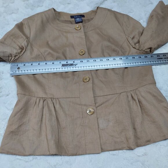 George ME Designs by Mark Eisen Womens 14 Khaki Peplum Blazer Jacket Linen Blend - Picture 5 of 6